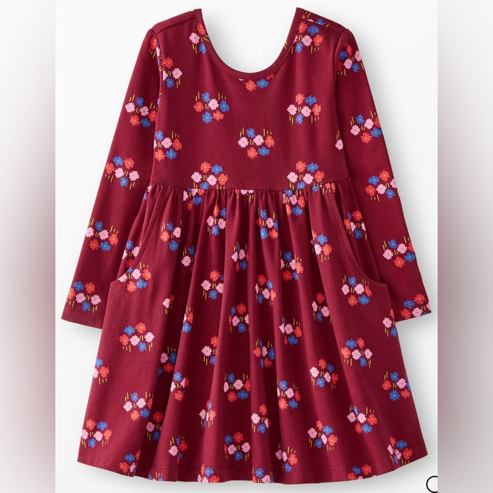 Hanna Andersson Burgundy Floral Kids Dress